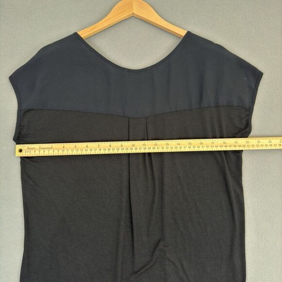 Philosophy Silky Black Top Blouse Cap Dolman Sleeve Scoop Neck Hi-Lo Staple Med - Picture 5 of 8